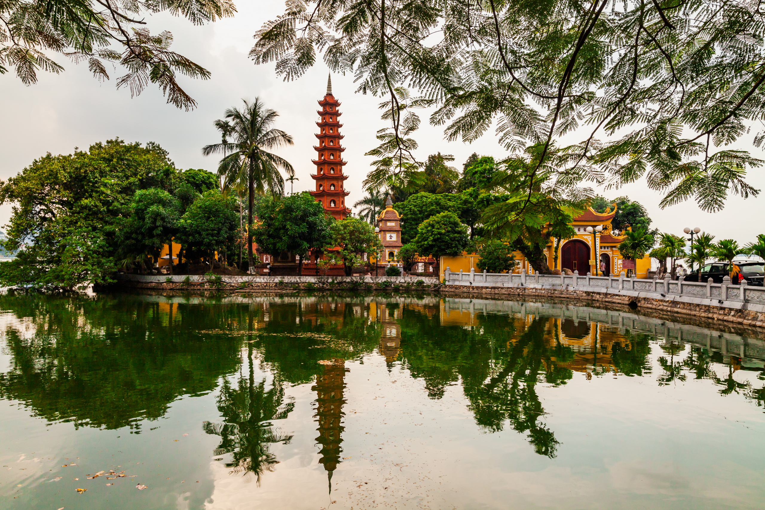 Tran Quoc pagoda in the morning, the oldest temple in Hanoi, Vietnam. Hanoi cityscape